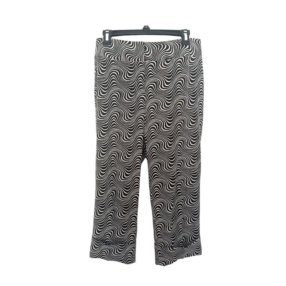 J. McLaughlin Cotton & Silk Swirl Pattern Black & White Capri Pants Size 8
